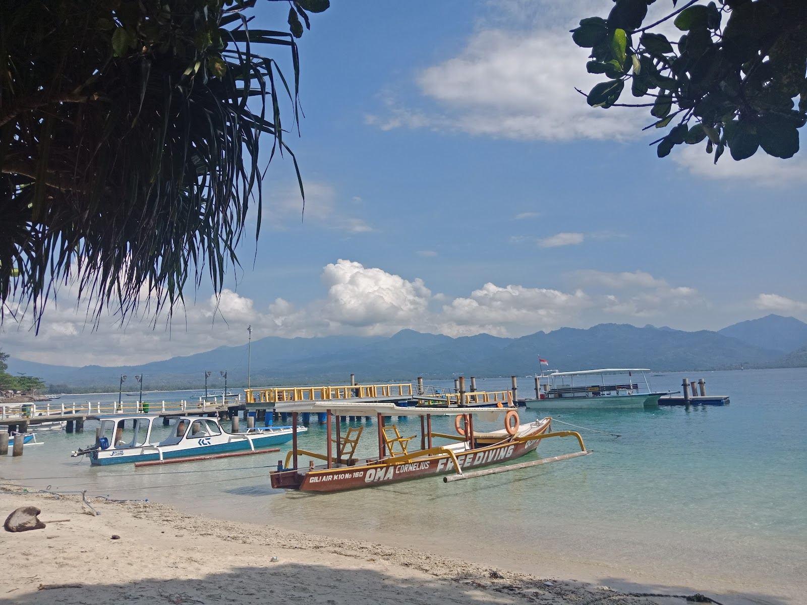 White sand and clear water on the east shore of Gili Air