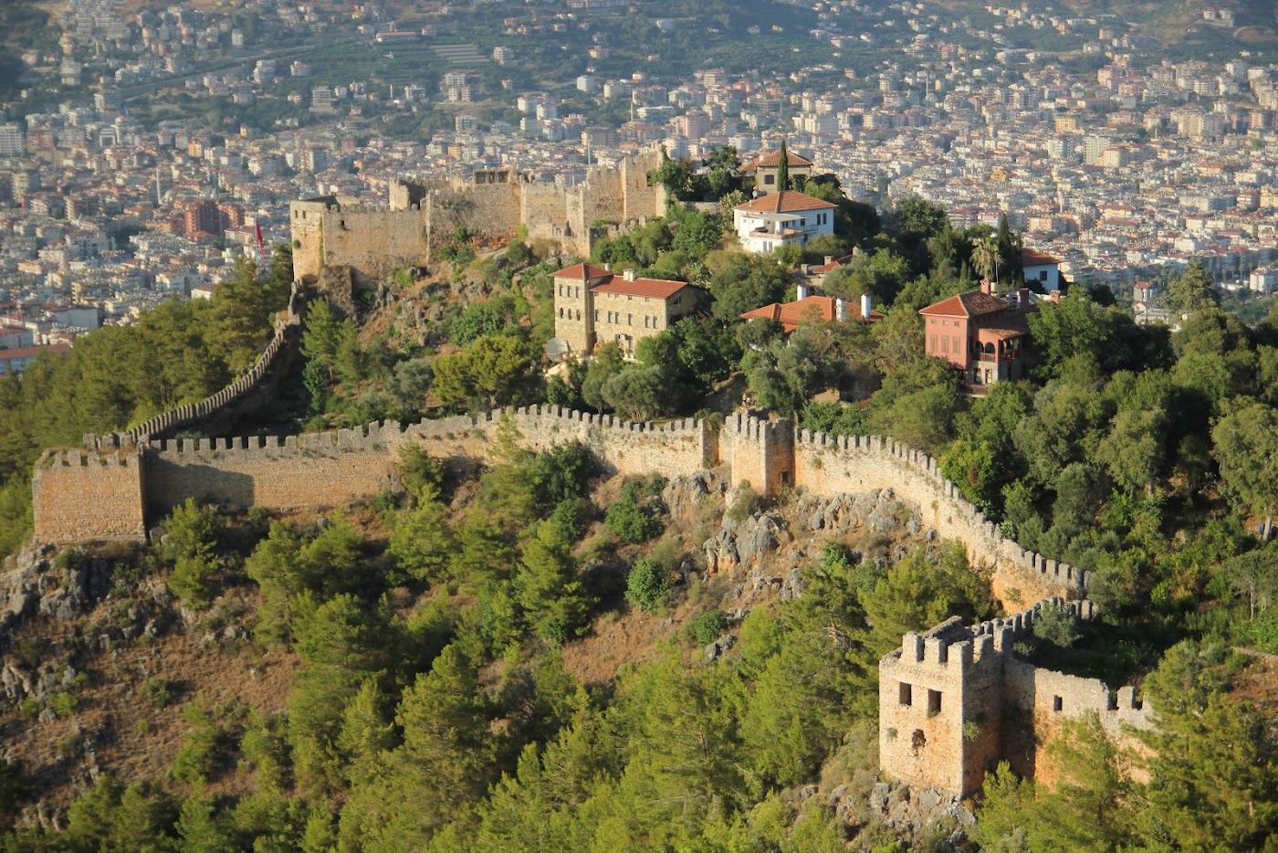 Alanya coast and castle headland above warm Mediterranean water on a clear summer day