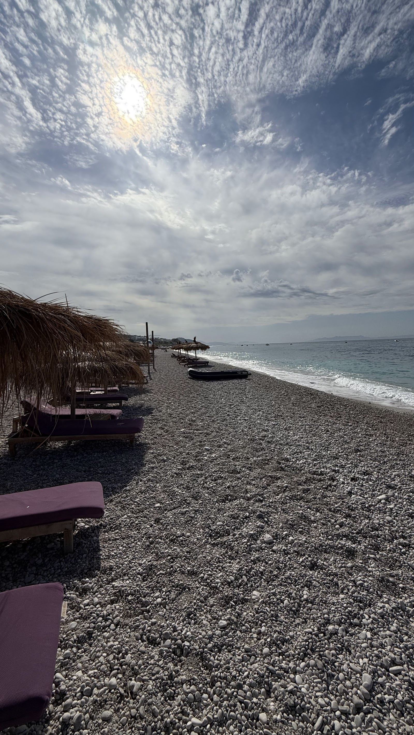 The relaxed pine backed beach of Drymades near Dhermi on the Albanian Riviera