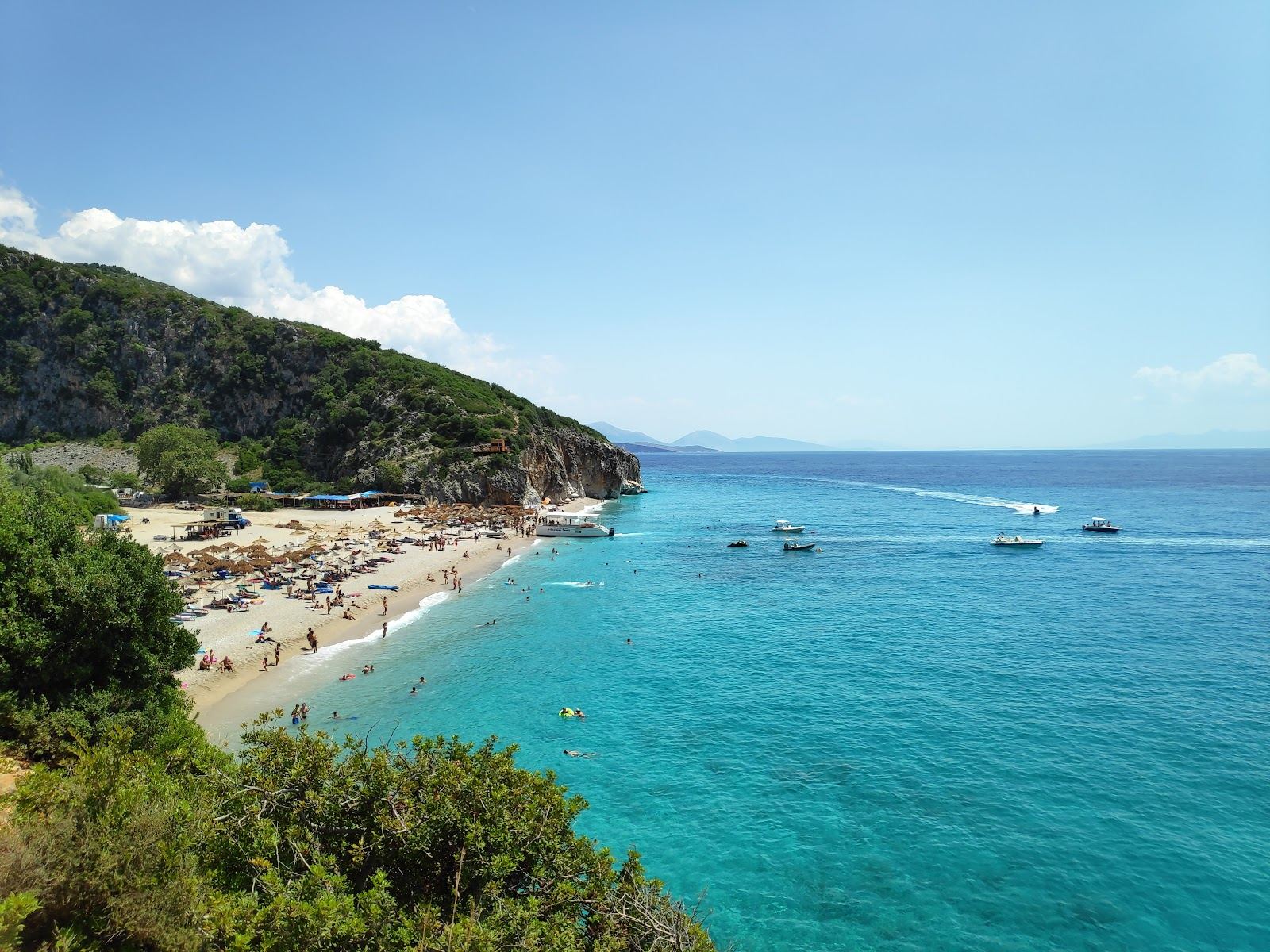 The pebble cove of Gjipe at the mouth of a canyon on the Albanian Riviera
