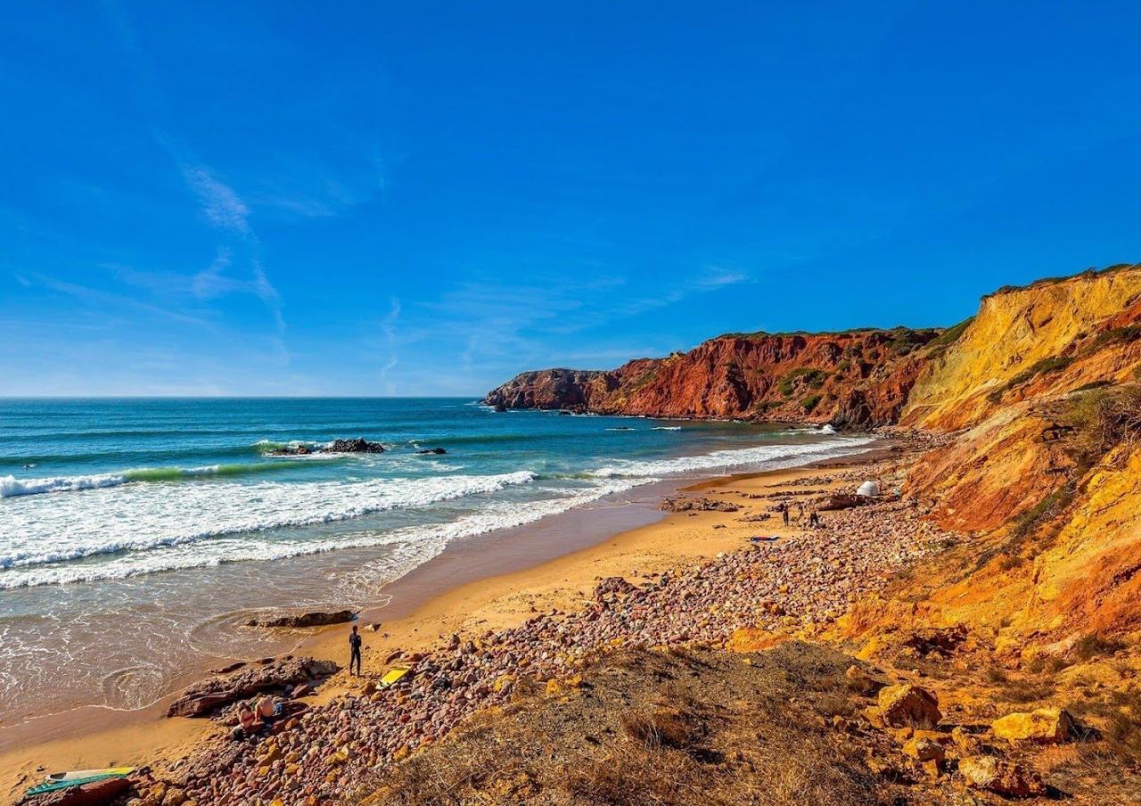 Praia do Amado surf beach and cliffs near Carrapateira on the west coast