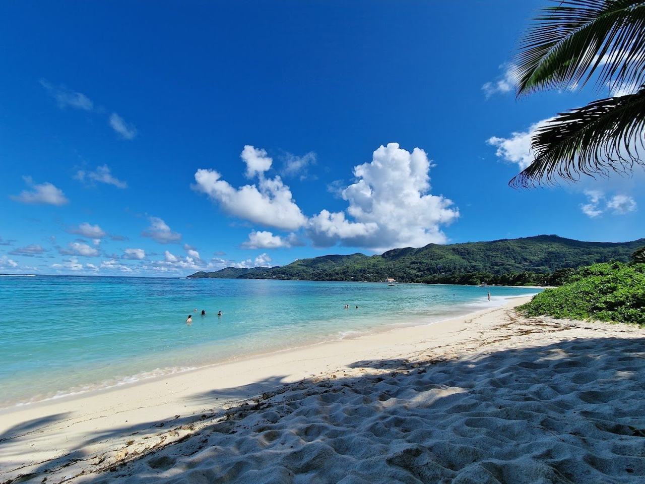 Small offshore island and reef sheltered water at Anse Royale on south east Mahe