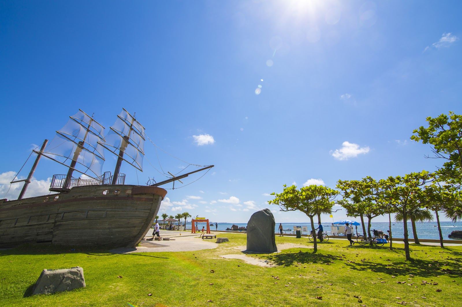 The Indian Oak pirate ship playground in Araha Park beside the beach in Chatan, Okinawa