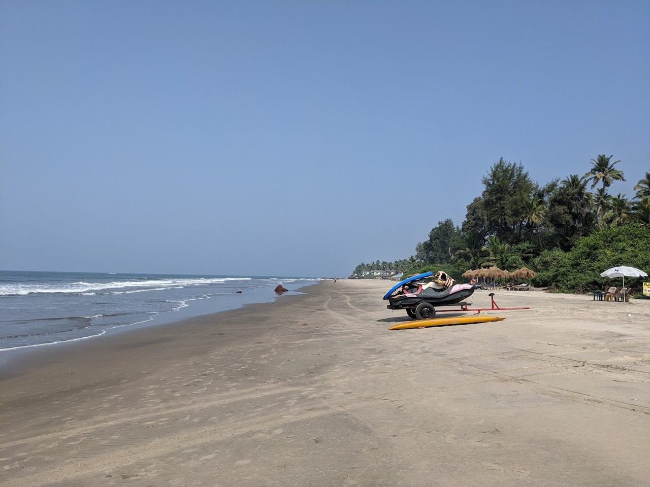Ashwem Beach long open chic sand with smart shacks in North Goa
