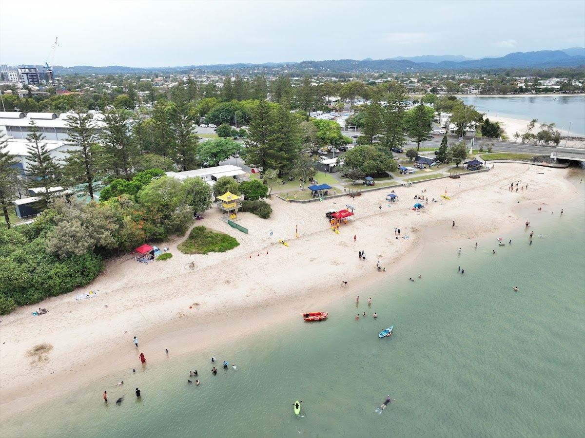 The clear tidal creek mouth at Tallebudgera on the Gold Coast