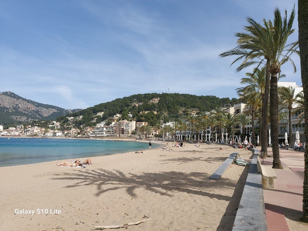 The horseshoe bay and mountain frame of Port de Soller on Mallorca