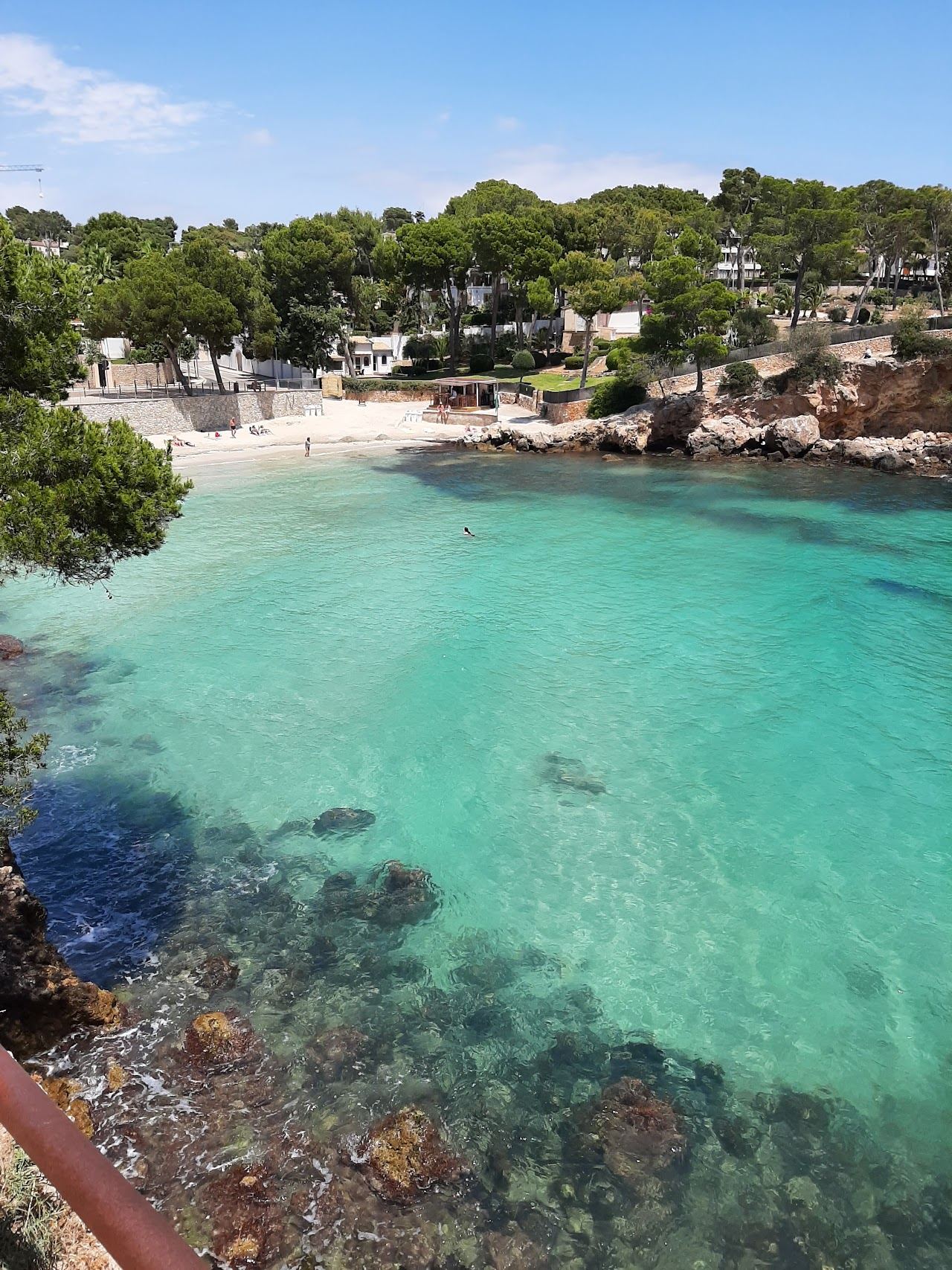 The marina and beach beside Puerto Portals at Portals Nous on Mallorca