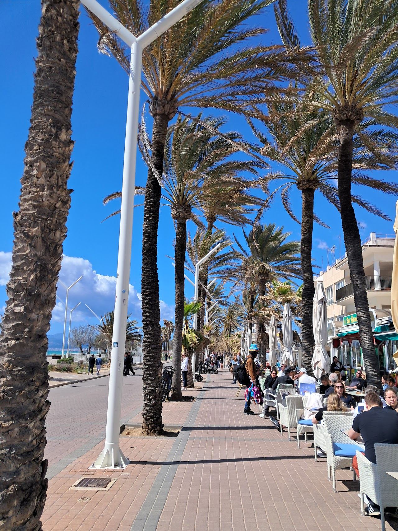 The long sand and busy summer strip of Playa de Palma on Mallorca