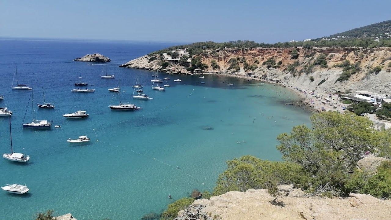 The view of the Es Vedra islet from Cala d'Hort on Ibiza