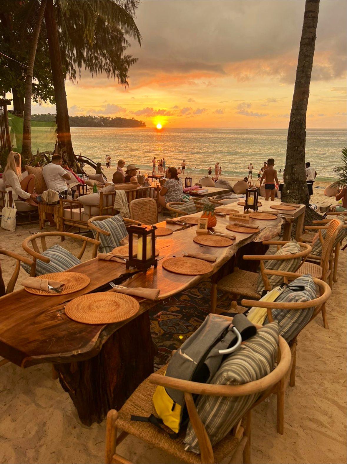 Pool and loungers at Bliss Beach Club on Bang Tao Beach in Phuket