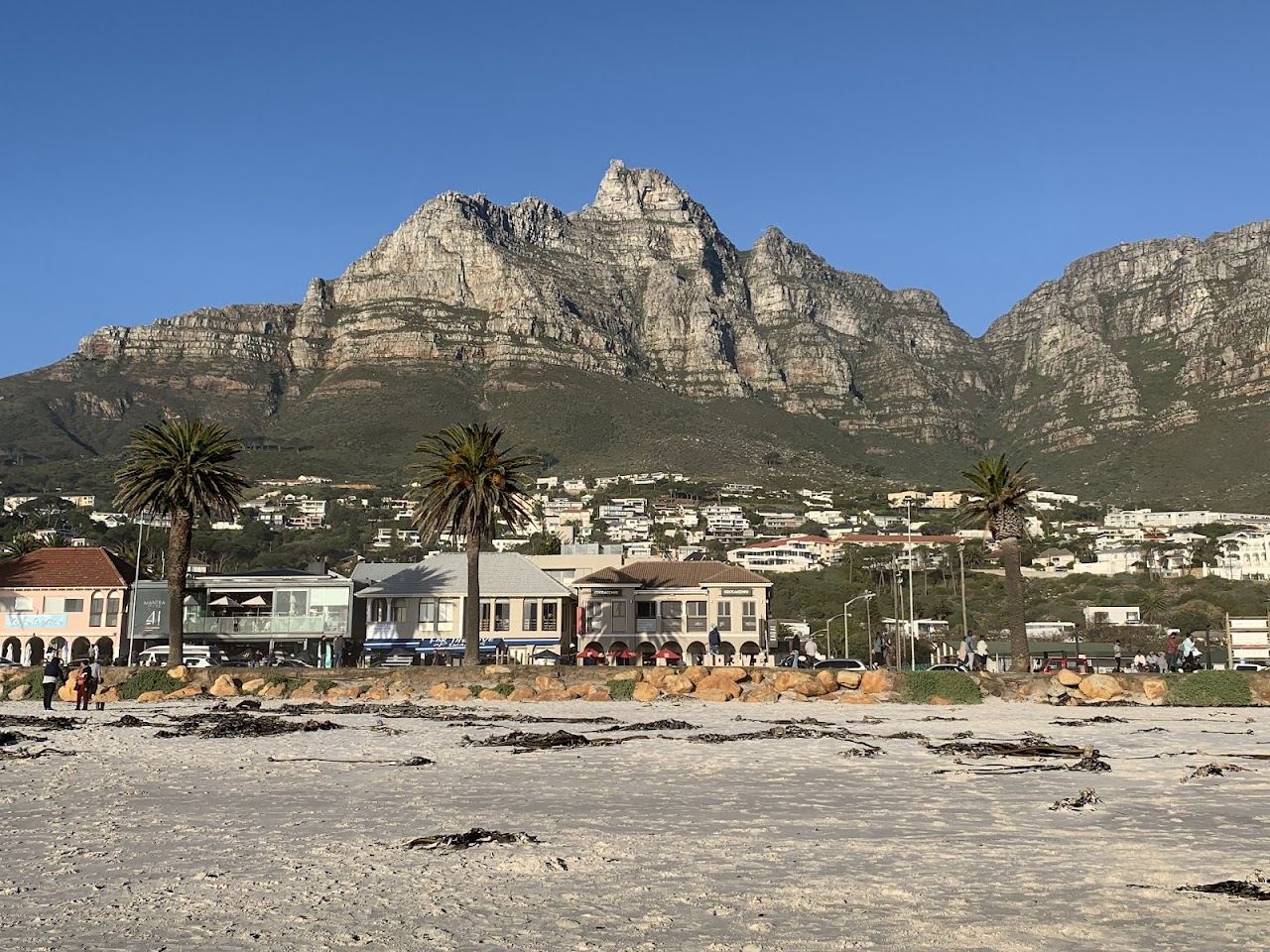 White sand under the Twelve Apostles at Camps Bay in Cape Town