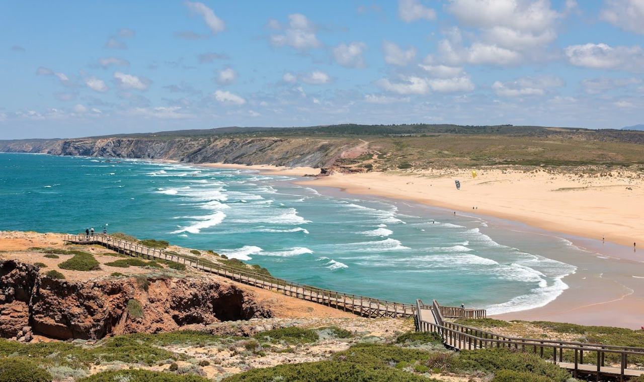 Praia da Bordeira wide sands and the river channel near Carrapateira