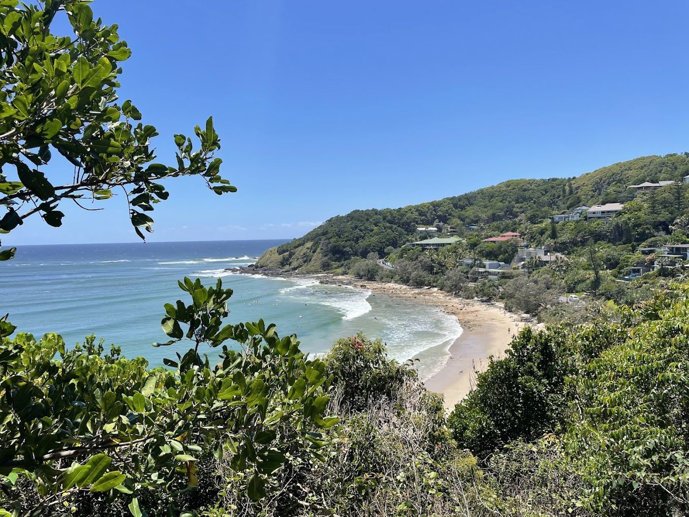 The sheltered north facing cove of Wategos Beach below Cape Byron with gentle clear water