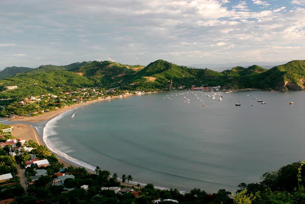 Bay and hills at San Juan del Sur in Nicaragua