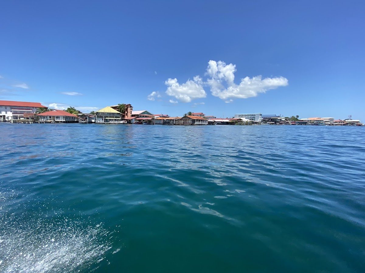 Palm fringed Caribbean beach at Bocas del Toro Panama
