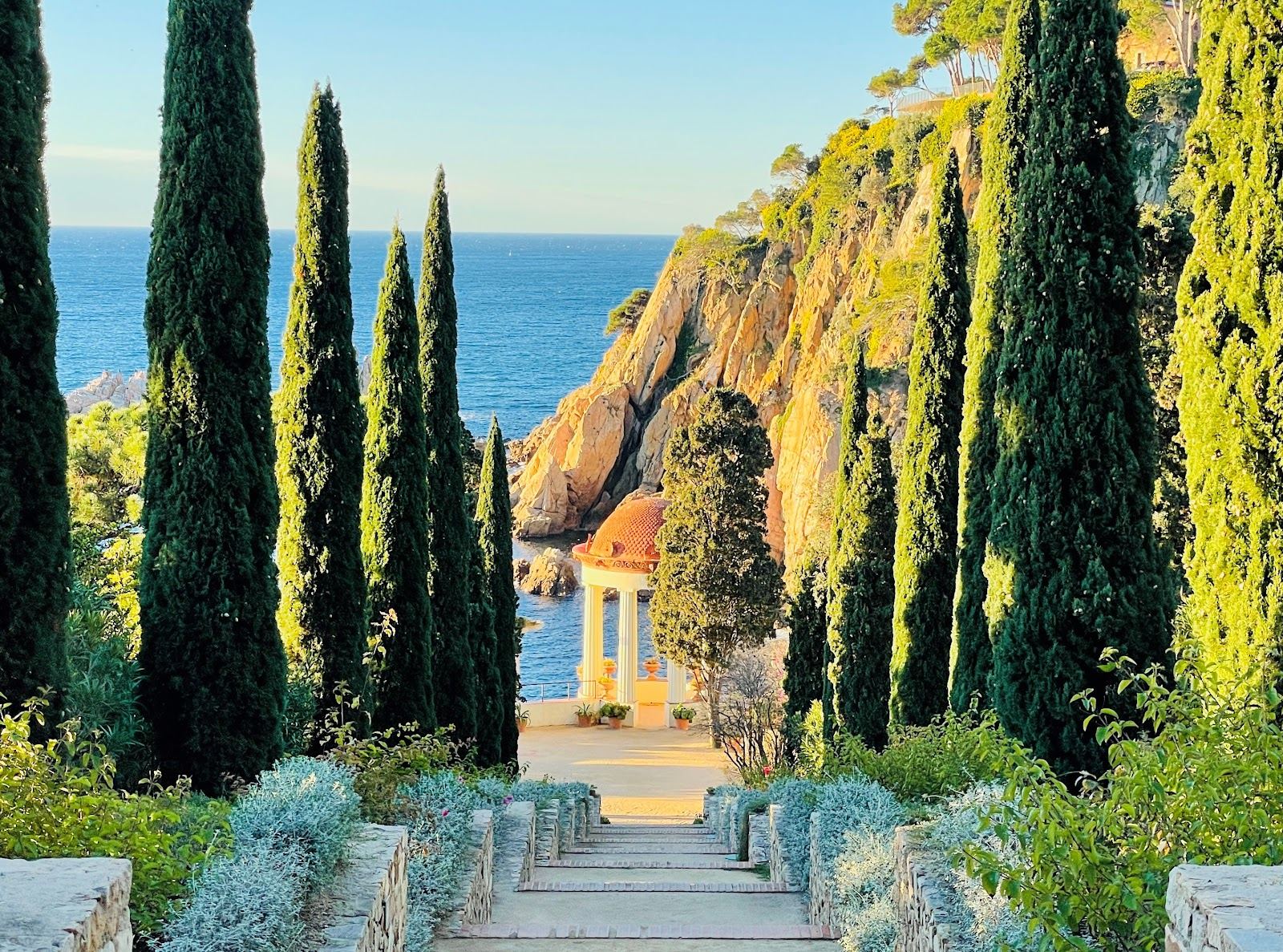 Clifftop terraces and sea views of the Marimurtra botanical garden above Blanes