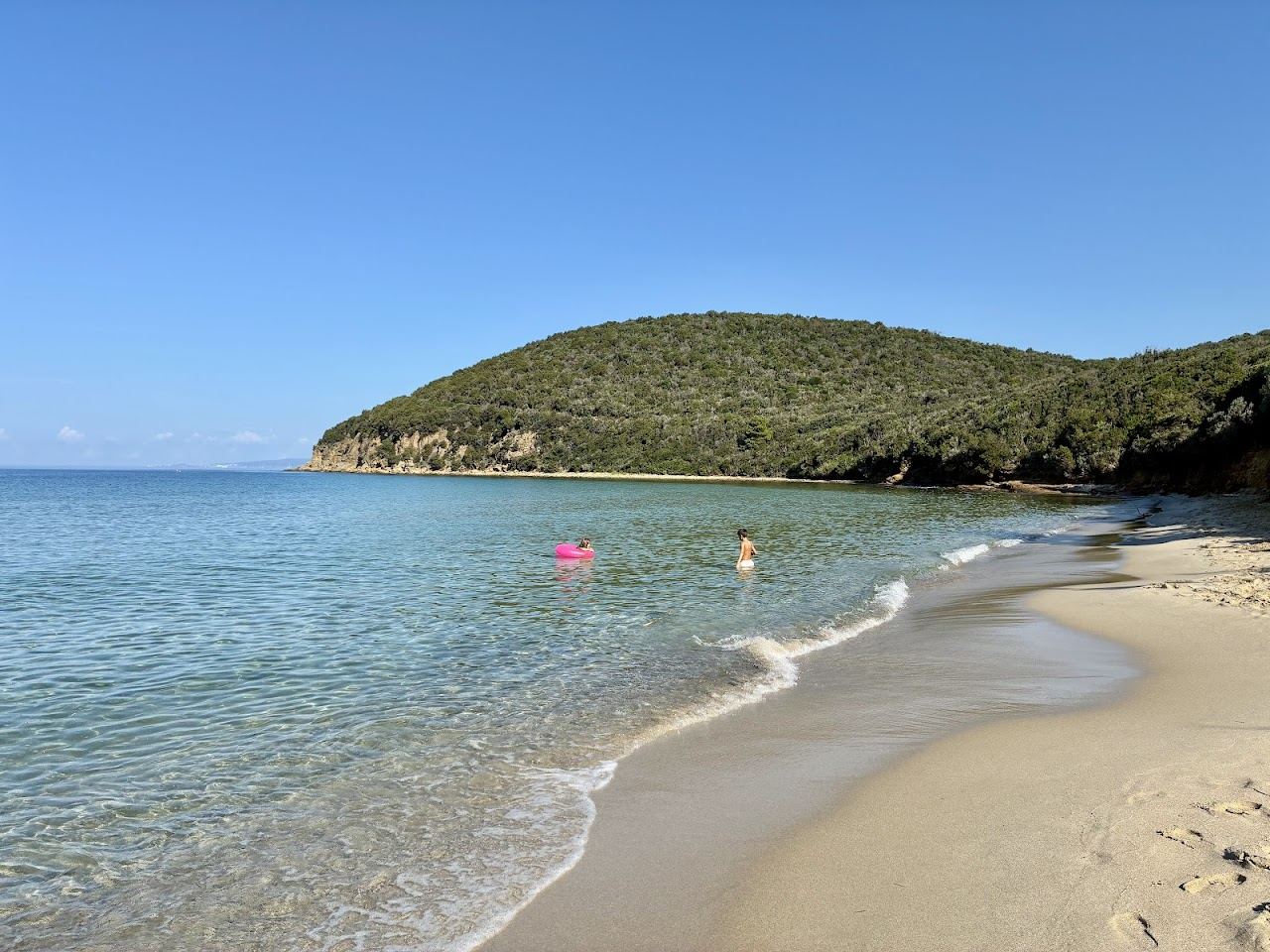 The white sand and clear water of Cala Violina near Scarlino