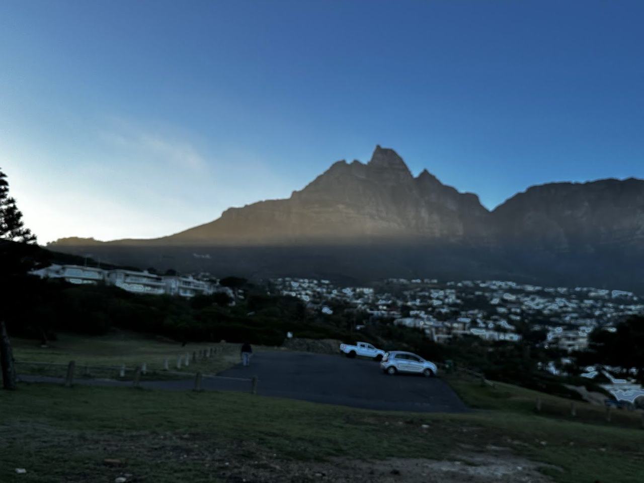 Camps Bay beach below the Twelve Apostles mountains in Cape Town