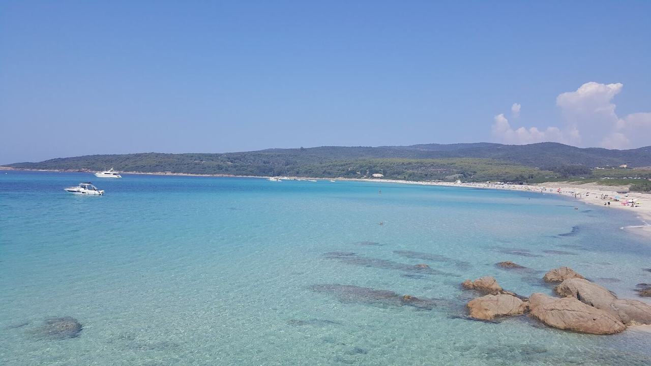 Wide open surf beach at Capo di Feno near Ajaccio in Corsica facing the western sea