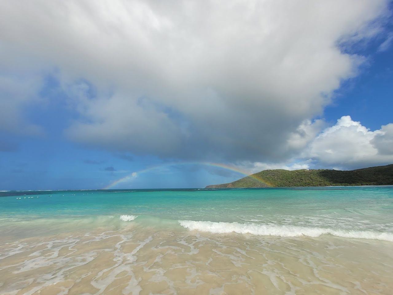 The white sand horseshoe and clear water of Flamenco Beach on Culebra