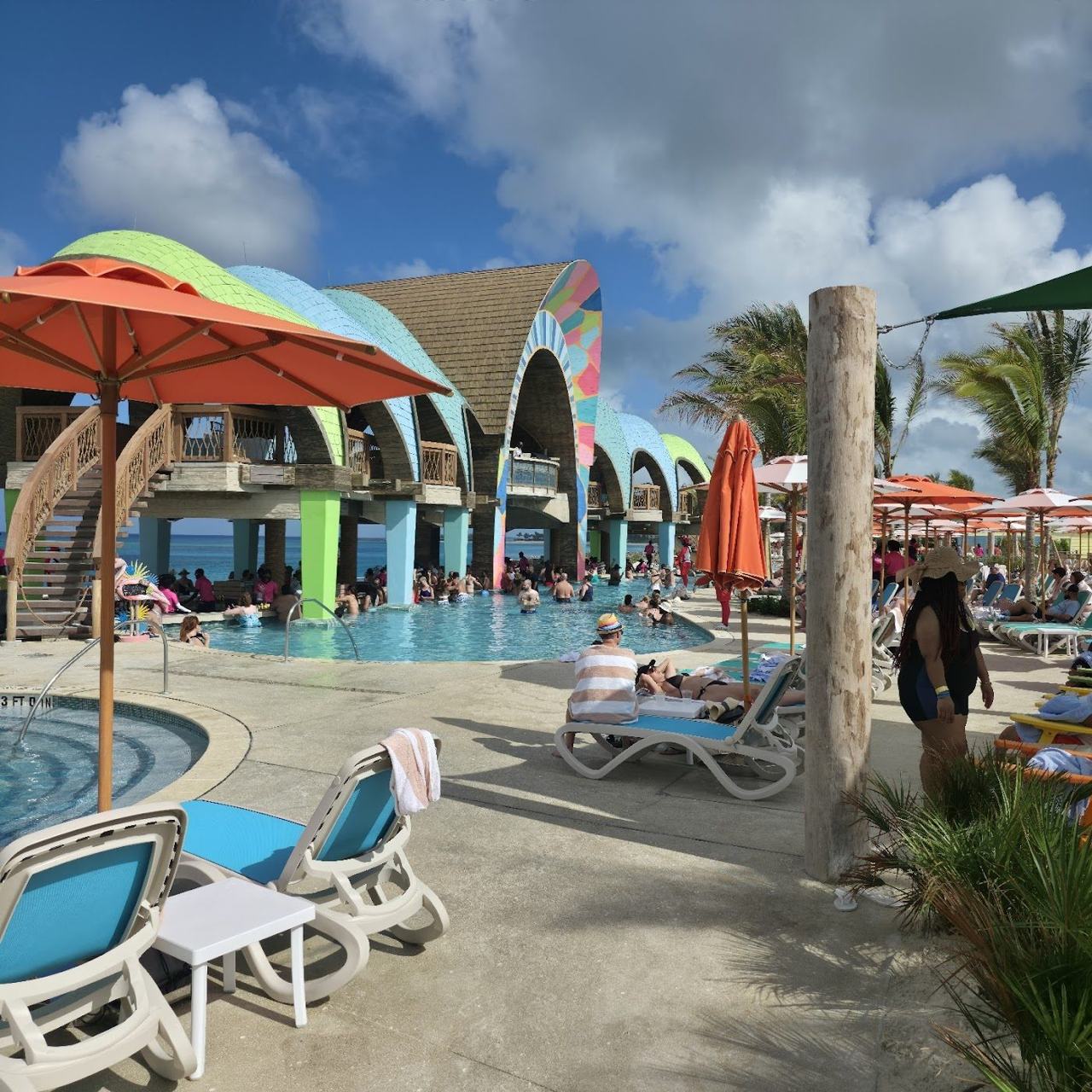 A new beach club with pools and white sand on Paradise Island in the Bahamas