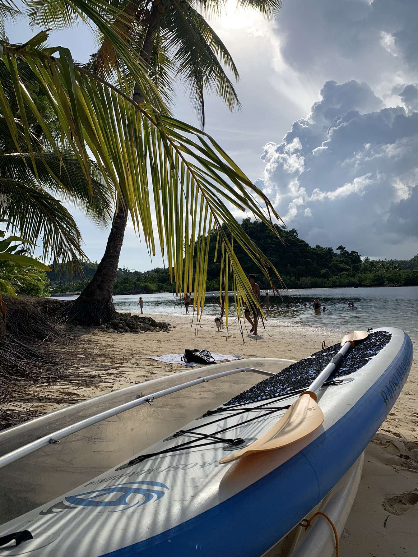 The quiet coconut backed Pacific shore at Caridad in Pilar on the eastern side of Siargao with open surf and few people