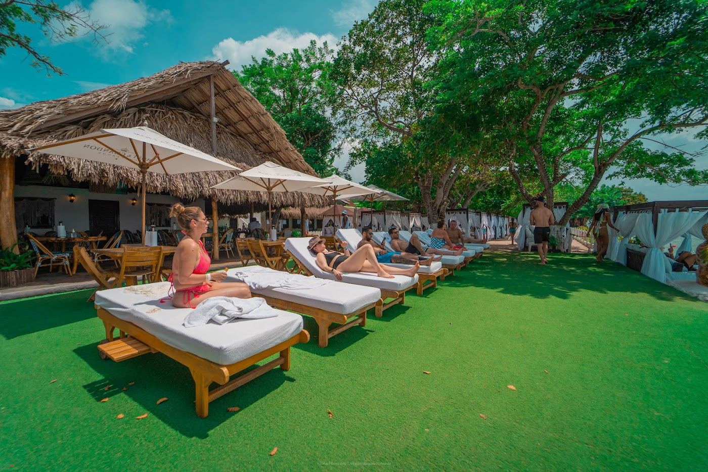 Loungers at a Cartagena beach club