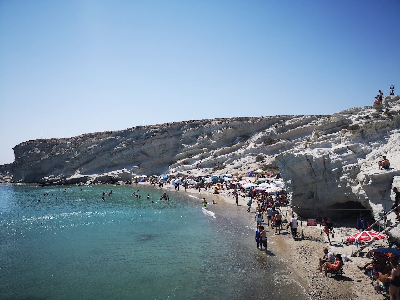 The white rocks and clear water of Delikli Koy cove near Alacati and Cesme in Turkey