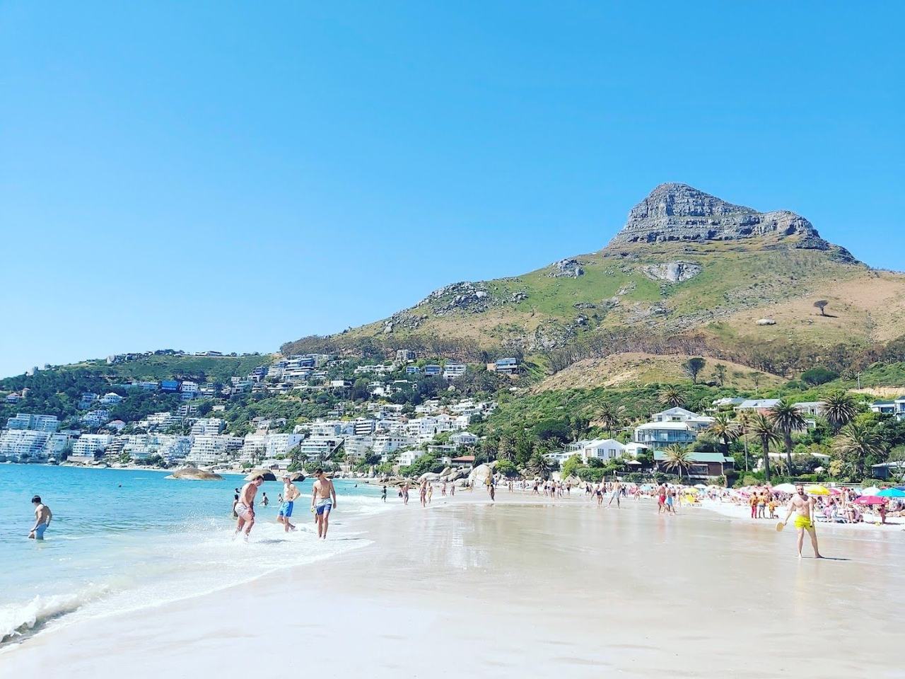 The sheltered white sand coves of Clifton between granite boulders on the Atlantic seaboard in Cape Town