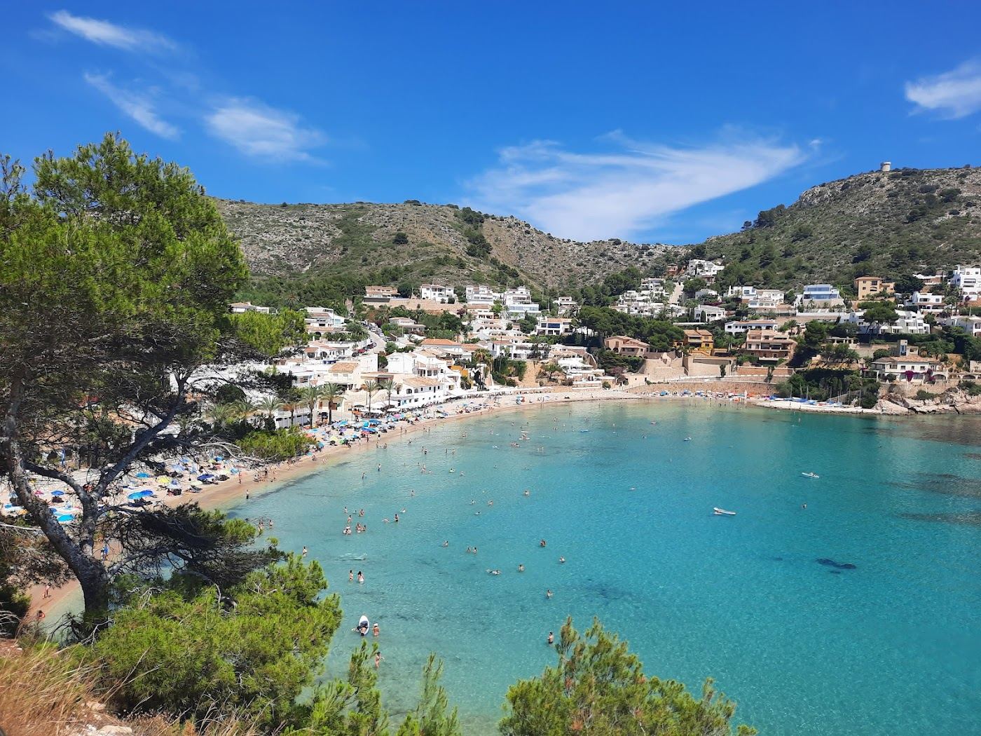 Calm shallow turquoise water in a sheltered cove on the Costa Blanca