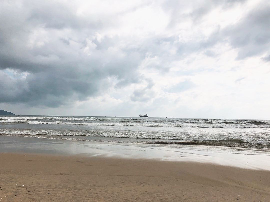 Calm sheltered water at Thanh Binh Beach in Da Nang Bay near the city centre in Vietnam