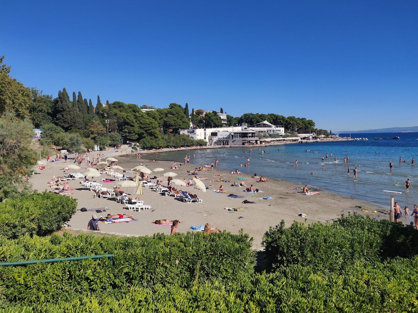 The city beach at Bacvice below the rooftops of Split on the Dalmatian coast