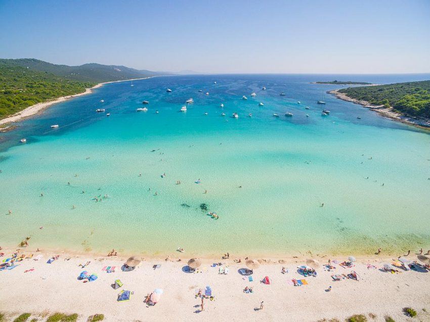 Powder white sand and shallow turquoise water at Sakarun beach on Dugi Otok
