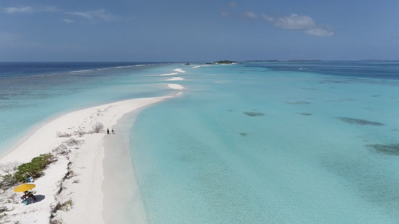 A second view of the beach and sandbank at Dhigurah in the Maldives