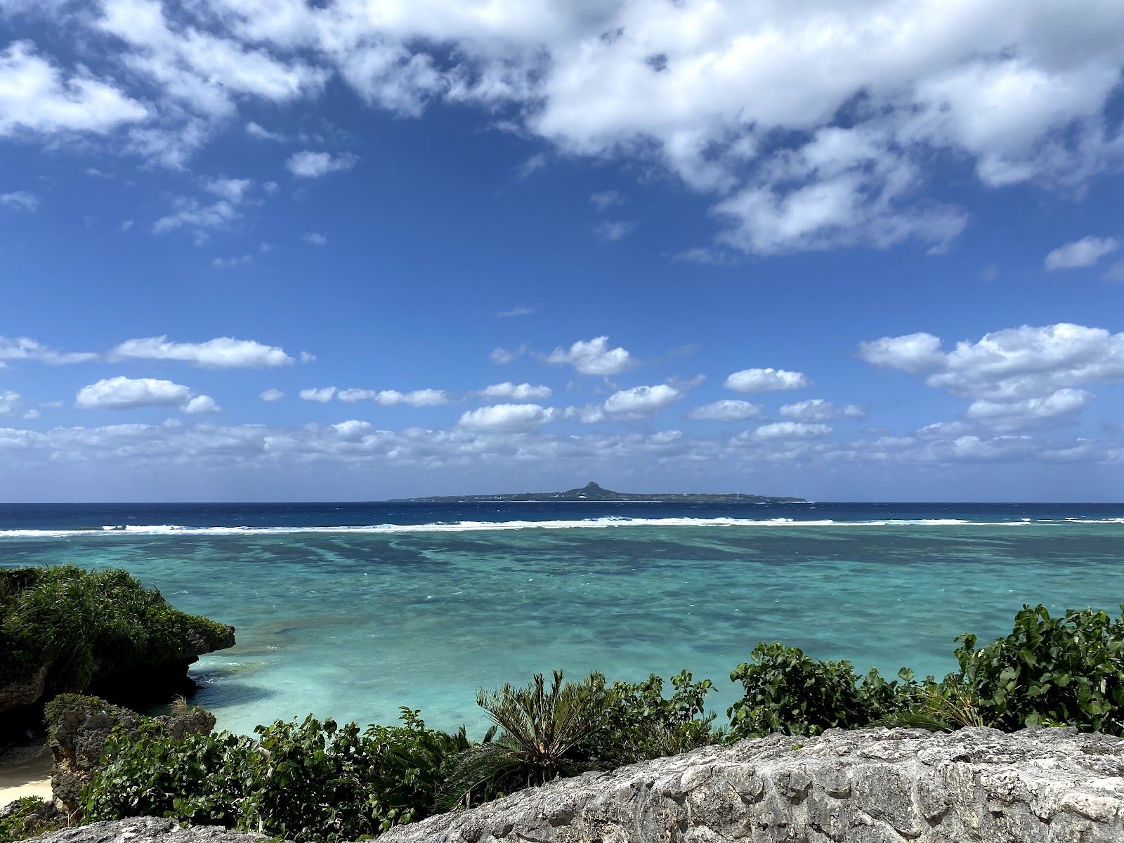 The coral sand and sheltered lagoon at Emerald Beach in Ocean Expo Park Okinawa