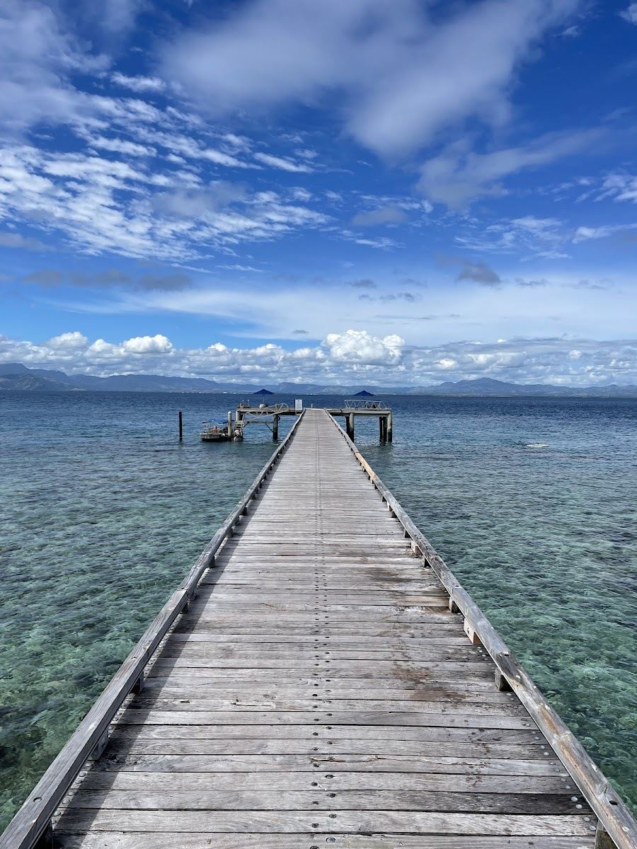 Pool and beach at Malamala Beach Club on its own island in the Mamanucas of Fiji