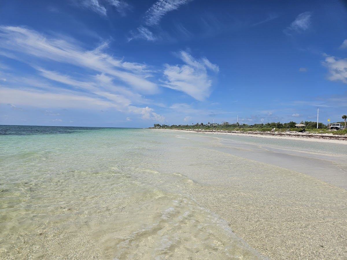 The natural sand and clear shallows of the Sandspur side of Bahia Honda State Park in the Florida Keys