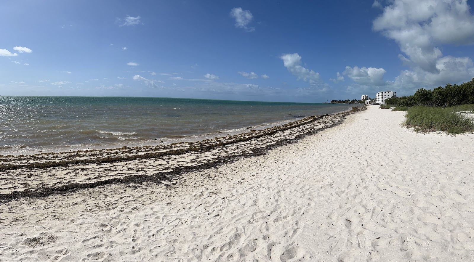 The shallow Atlantic shoreline and natural sand of Coco Plum Beach in Marathon in the Florida Keys