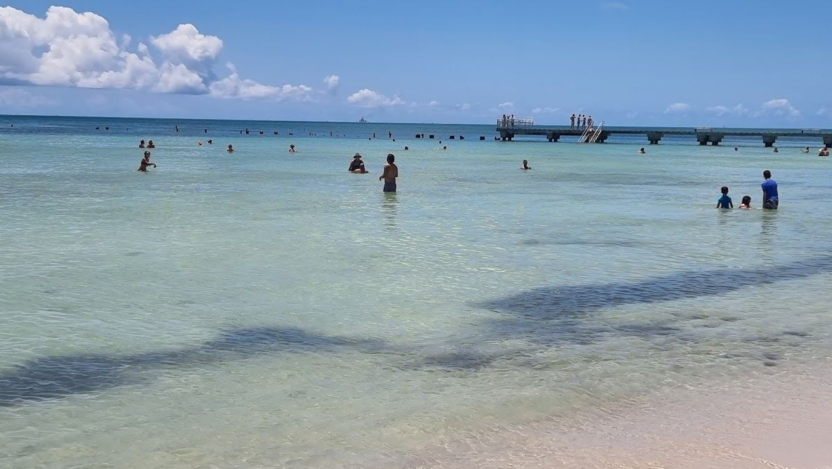 The pier reaching over the shallow Atlantic water at Higgs Beach in Key West