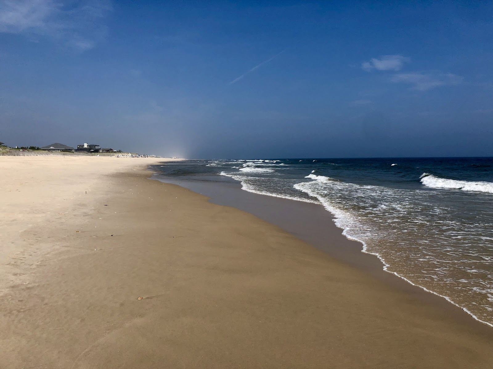 The wide Atlantic ocean sand and dunes at Flying Point Beach near Water Mill