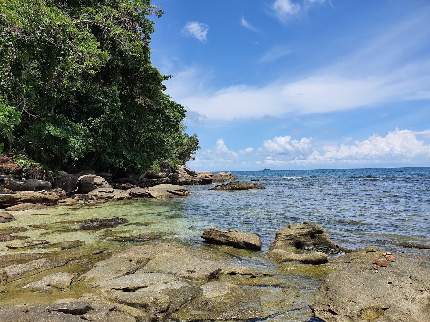 Quiet working fishing village shore with boats at the northwest tip of Phu Quoc at Ganh Dau