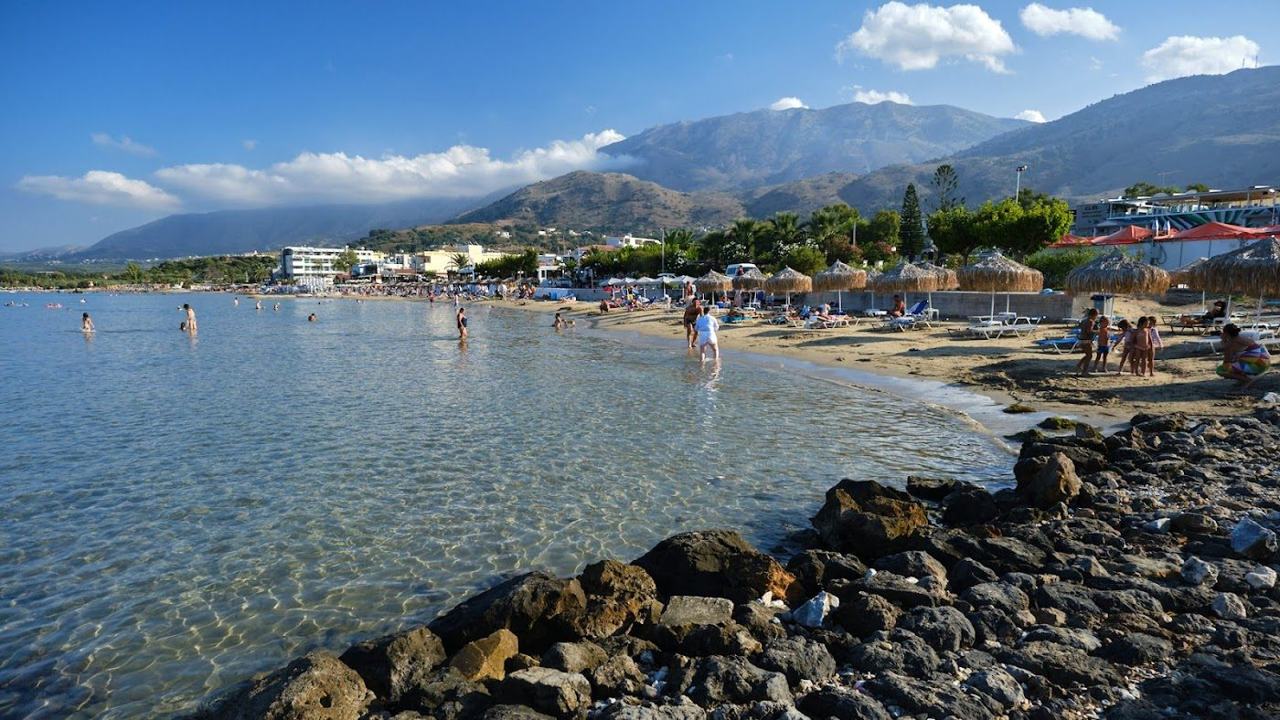 Georgioupoli beach on the coast of Crete in Greece