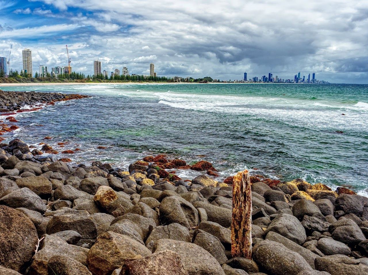 Clear water around the rocky headland at Burleigh Heads on the Gold Coast