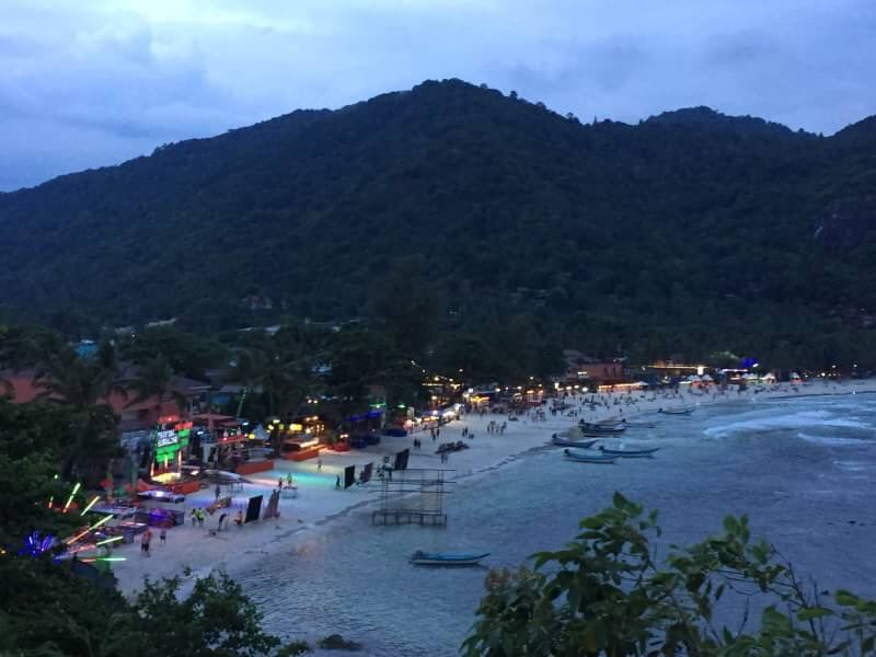 The sand and sea at Haad Rin Sunrise Beach in Koh Phangan