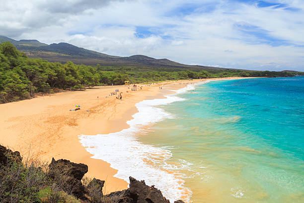 The vast golden sweep of Big Beach at Makena State Park on the south coast of Maui