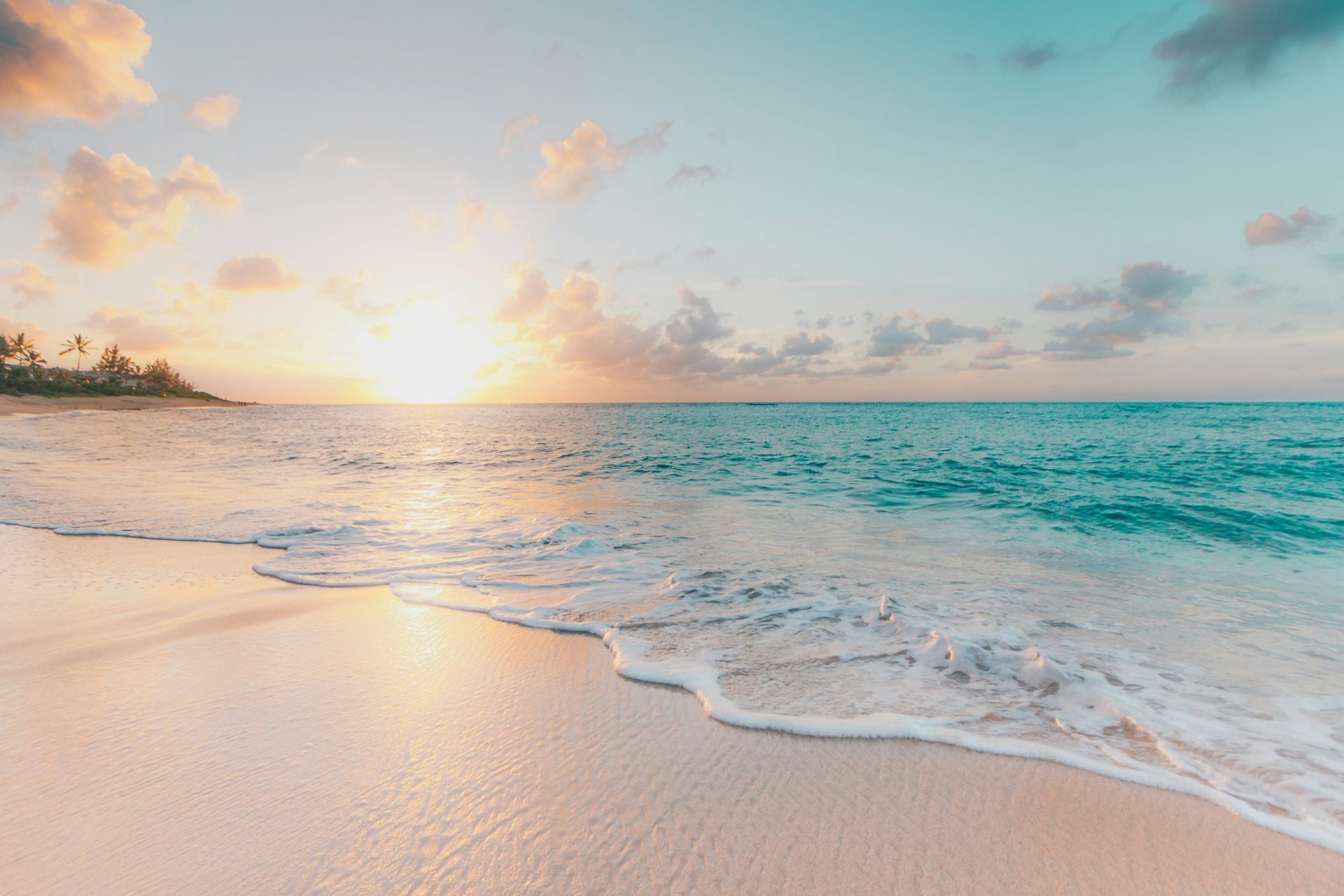 Grace Bay beach at sunset in Providenciales, Turks and Caicos