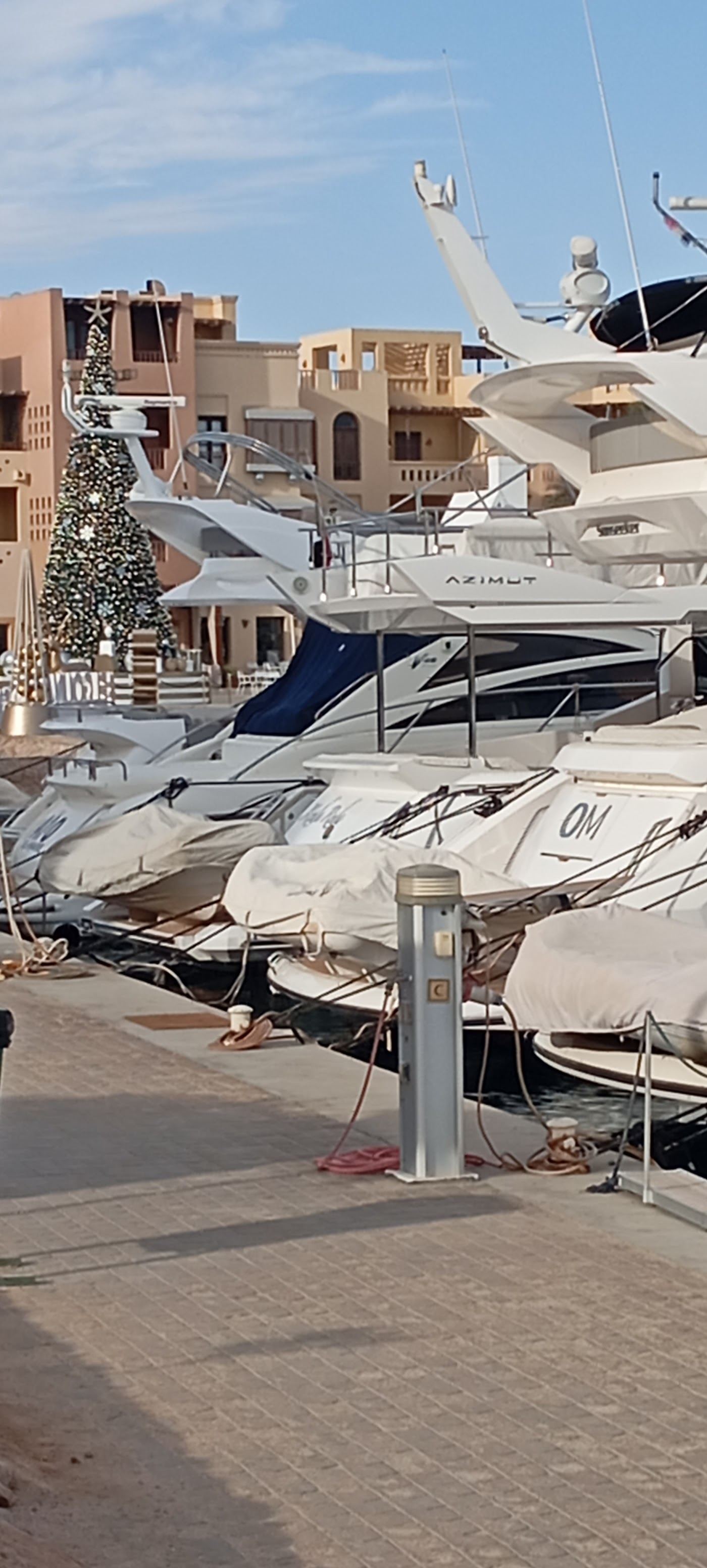 Boats and clear Red Sea water along the Abu Tig Marina at El Gouna near Hurghada