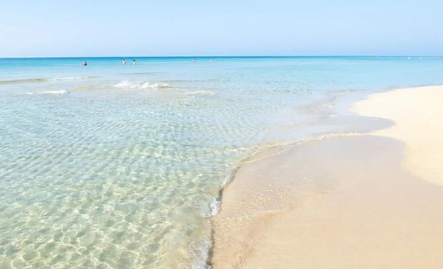 Marina di Pescoluse in Salento, Puglia with clear water and sand