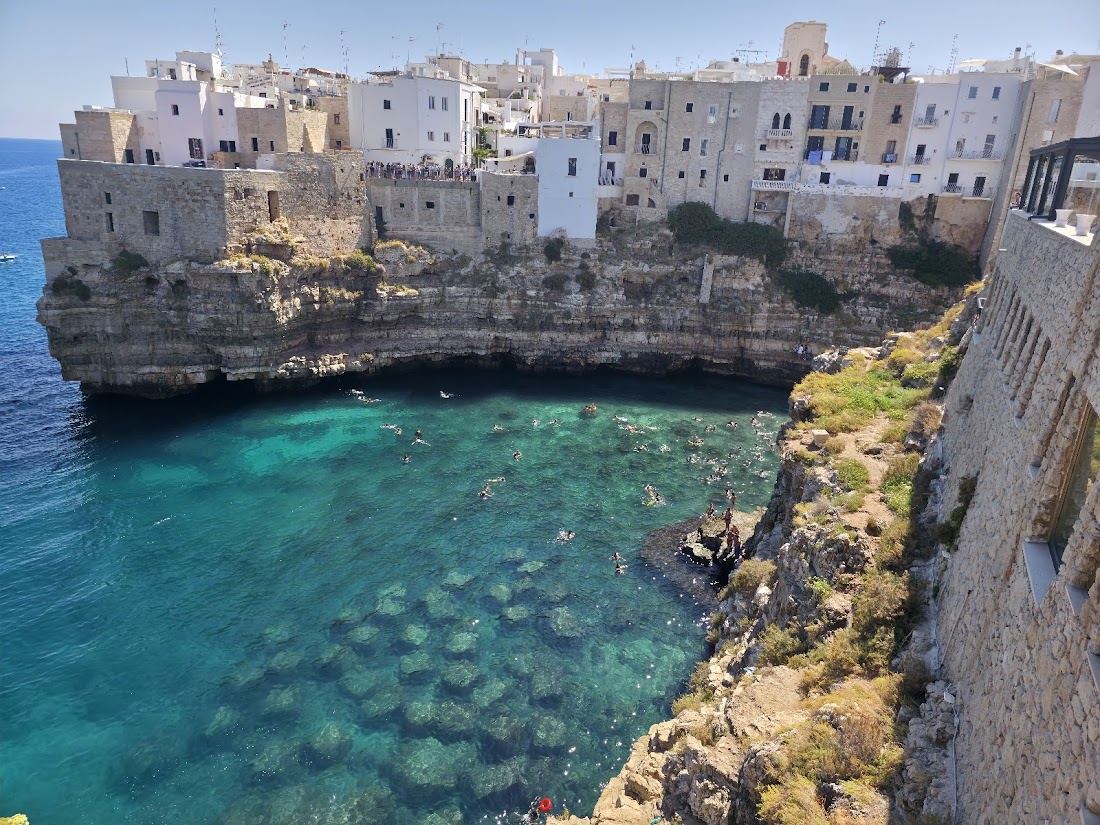 Lama Monachile in Polignano a Mare, Puglia with clear water and sand