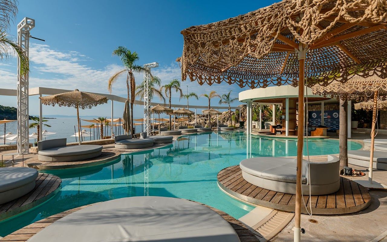 Folie Marine resort beach club on the Jale cove on the Albanian Riviera
